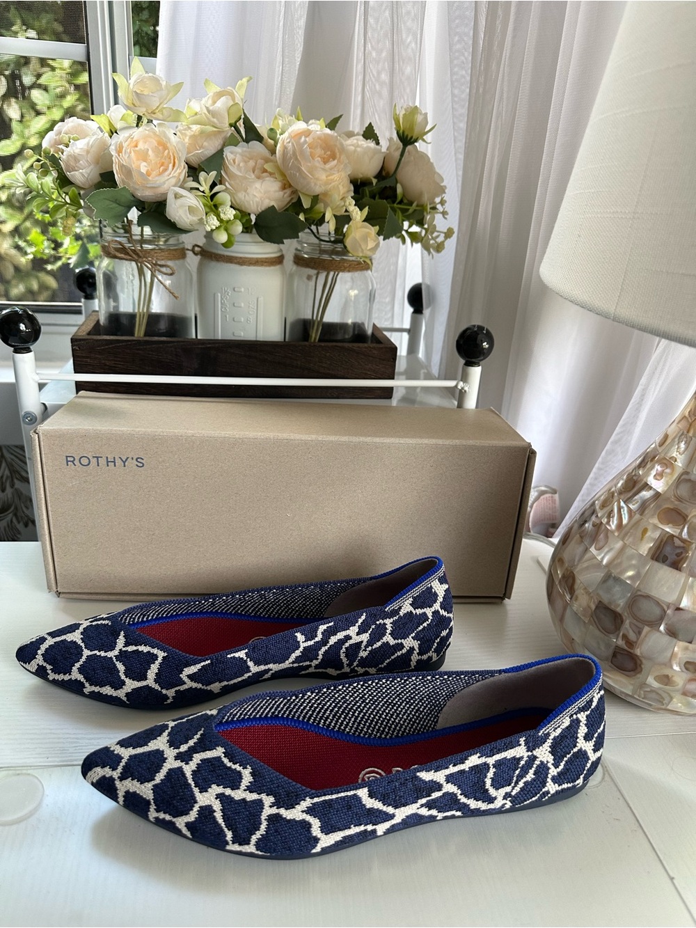 Rothy’s The Point Indigo Giraffe Flats NIB Retired Rare Size 9.5 - Picture 4 of 8